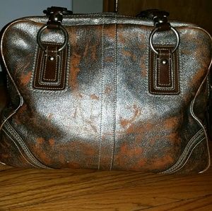 COACH Silver and Bronze Leather Tote